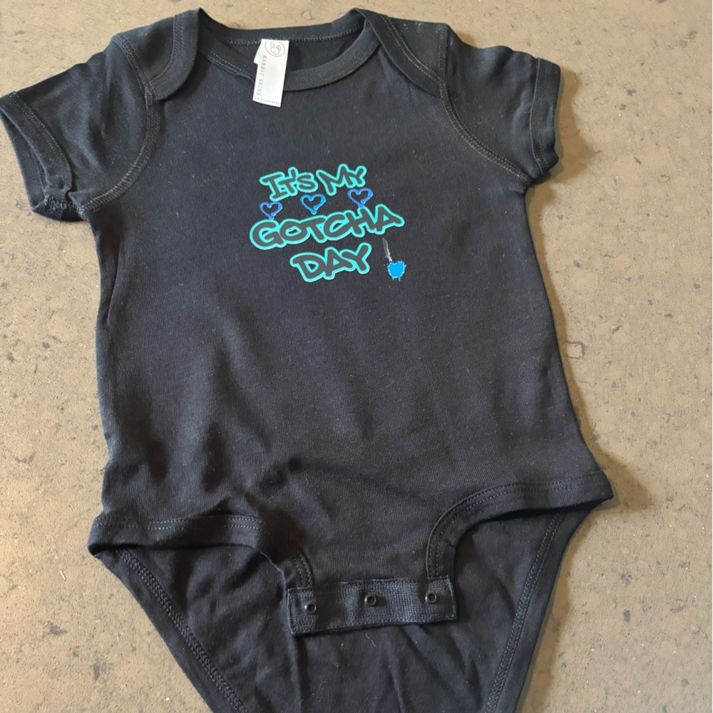 Rabbit Skins Black Gotcha Day Baby Onesie - Picture 3 of 6